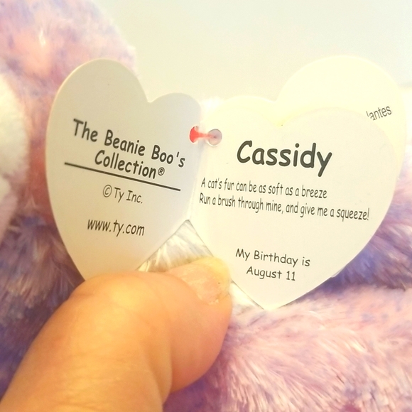 NWT Ty Beanie Boo Purple Cassidy the Kitty Cat Plush Toy - Picture 7 of 10